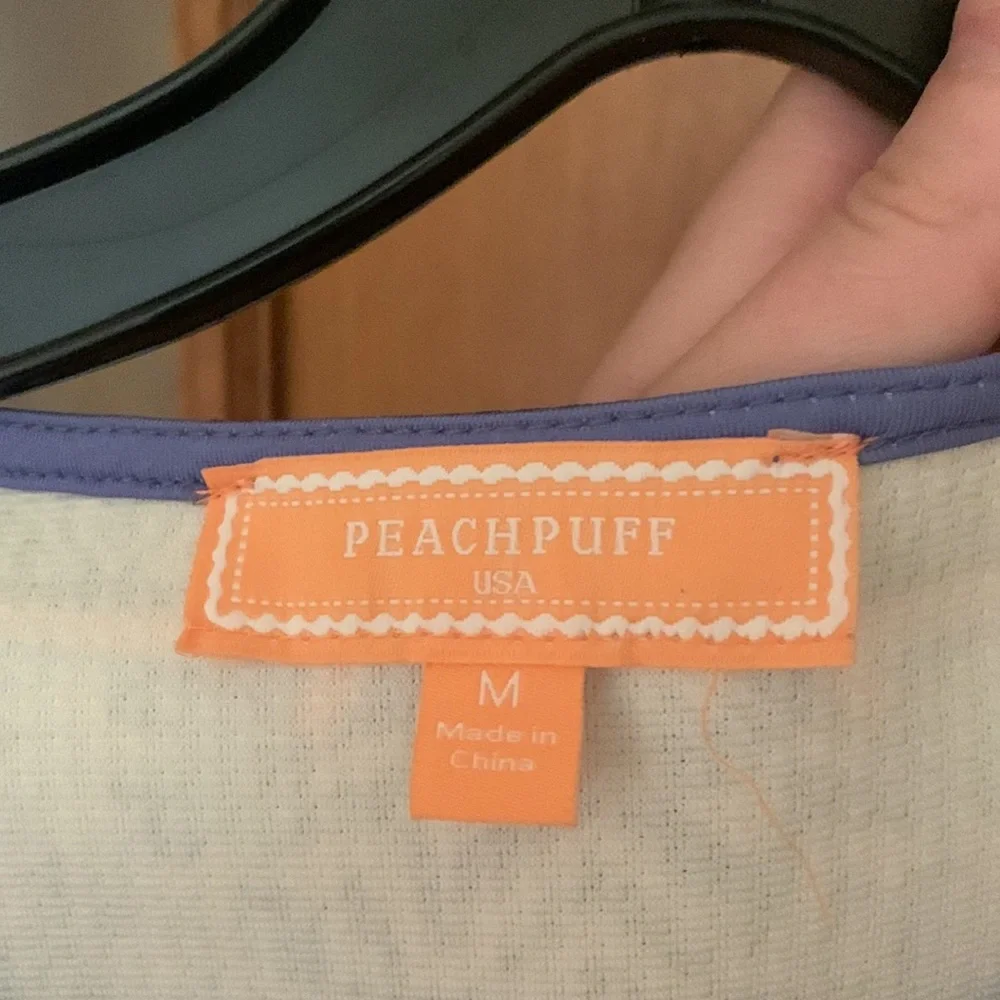 Peach puff blue dress (medium) worn once! Floral design on the sides - Picture 3 of 3